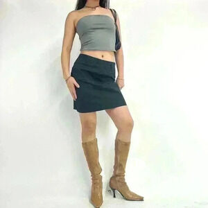 JACOB DOUBLE  POCKET BLACK KHAKI MINISKIRT